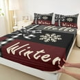 thumbnail image 3 of Manfei Christmas Ribbin Bow Twin Sheet Sets for Teen, Black Brown Twin Fitted Sheet, Western Festival Flat Sheet, Super Cozy Room Decor, 3-Piece, 3 of 7
