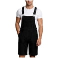 thumbnail image 2 of Afuyipoi Men's Washed Denim Overalls Shorts, with Chest Pocket Workwear Bib Shorts with Adjustable Straps Black 3XL, 2 of 9