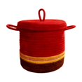 thumbnail image 2 of Cesta de almacenamiento de cuerda redonda con tapa, contenedor de almacenamiento vacío, caja decorativa hecha a mano Rojo, 2 of 8