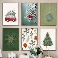 thumbnail image 4 of Póster de decoración de bola de árbol de Navidad, pintura en lienzo de acebo esmerilado, furgoneta de invierno, impresiones de copo de nieve, imagen decorativa para habitación del hogar, 4 of 4