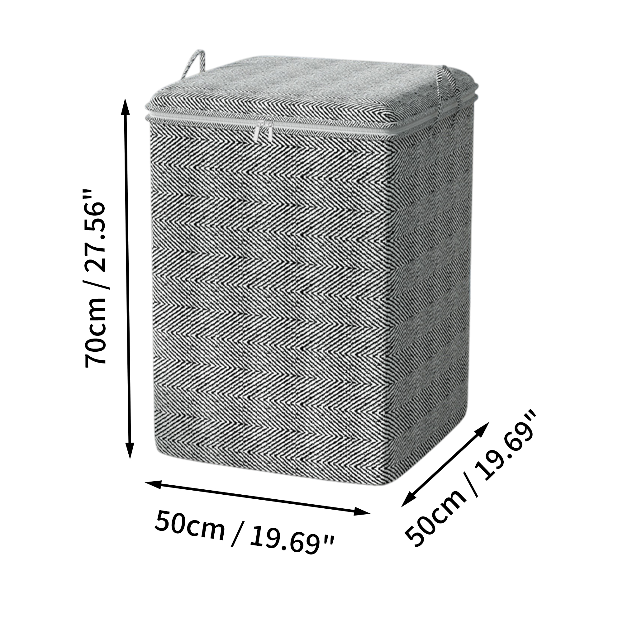 Unique Bargains Herringbone Storage Bag Storage Bins Gray 1 Pc 19.69"x19.69"x27.56"