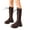 Brown, variant on Womens Platform Knee High Boots Fashion Thick Lug Sole Lace Up Riding Combat Booties with Side Zipper