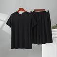 thumbnail image 2 of BaoFuBaoMei Pajamas for Men 2 Piece Set Big and Tall Crew Neck Lounge Sets Short Sleeve Top and Shorts Sleepwear Sets Comfy Soft Loungewear with Pockets, 2 of 5