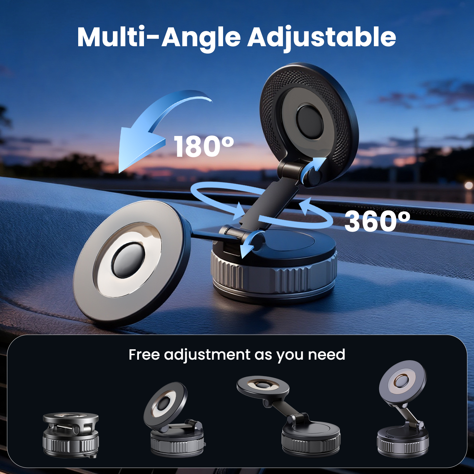Etepehi Magnetic Car Mount 360° Adjustable, Black photo 5