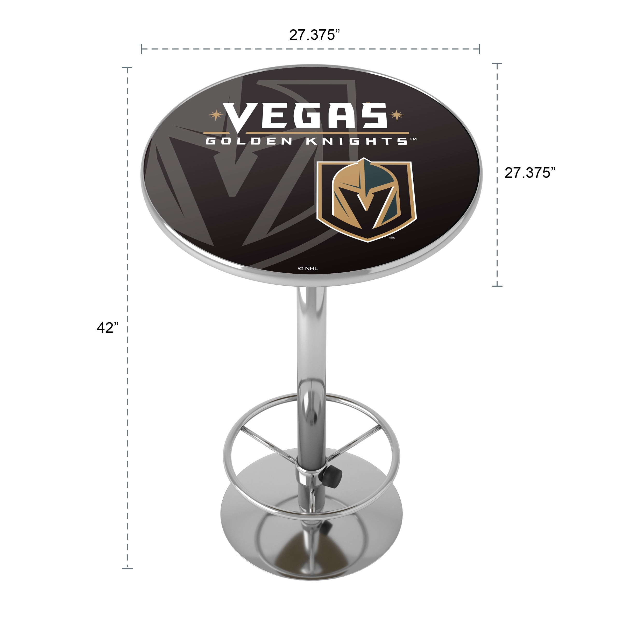 Vegas Golden Knights Watermark Bar Table with Adjustable Footrest and Acrylic Top