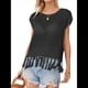 thumbnail image 2 of Top Corto de de Ganchillo con Borlas para Mujer, Sexy, de Corta, de Rejilla Transparente. Negro L, 2 of 9