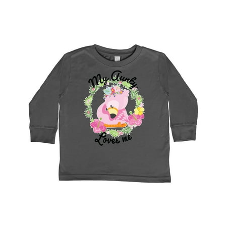

Inktastic Baby Flamingo My Aunty Loves Me with Flower Wreath Gift Toddler Boy or Toddler Girl Long Sleeve T-Shirt