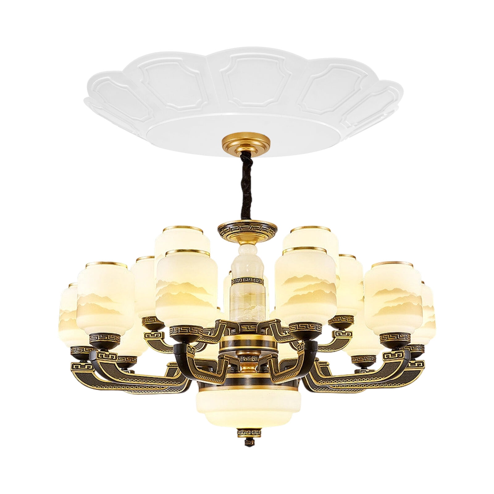 Decorative Cover, Chandelier Hoist Lifter Covers, Chandelier Decorative Cover(White), Round, Petal-shaped