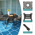 thumbnail image 6 of MEETWARM 3 Piece Patio Bistro Set, Outdoor All-Weather Cast Aluminum Dining Furniture Set Includes 2 Chairs and a 35.4” Round Table with Umbrella Hole for Garden Deck, 6 of 7