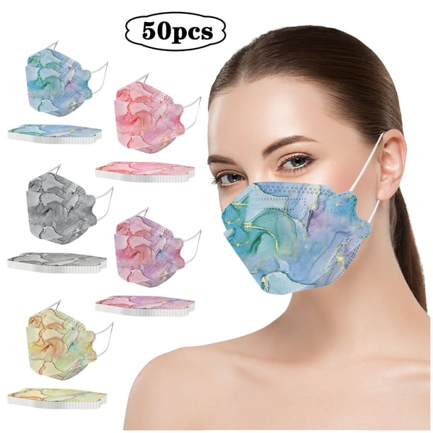 Mascarilla facial 50 paquetes - Mascarilla de seguridad KN94 Mascarilla desechable multicolor envuelta individualmente, eficiencia de filtro ≥95% con trabillas elásticas para las orejas para hombres y