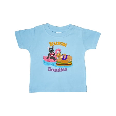 

Inktastic Beachside Beauties Cute French Bulldogs On Pool Floaties Gift Baby Boy or Baby Girl T-Shirt