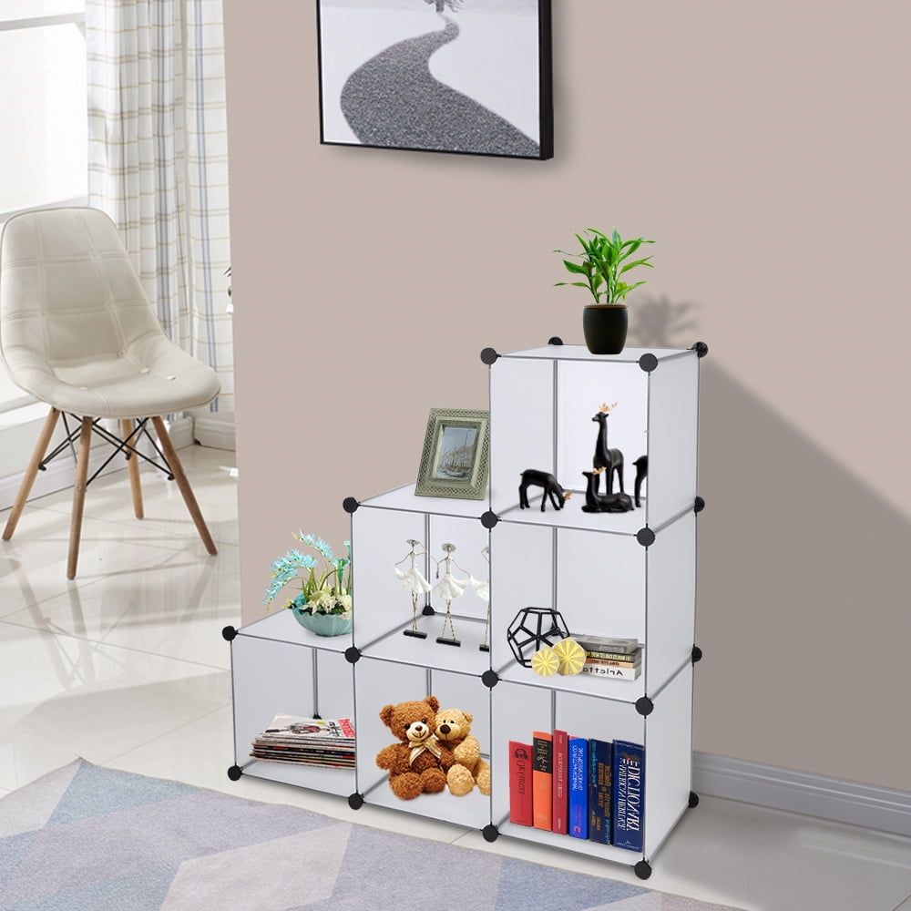 Kepooman Cube Storage Organizer, Plastic Cube Storage Shelves for Bedroom Living Room Office, Book Shelf 6 Cube Storage Unit for Clothes, White Kepooman Cube Storage Organizer, Plastic Cube Storage Shelves for Bedroom Living Room Office, Book Shelf 6 Cube Storage Unit for Clothes, White