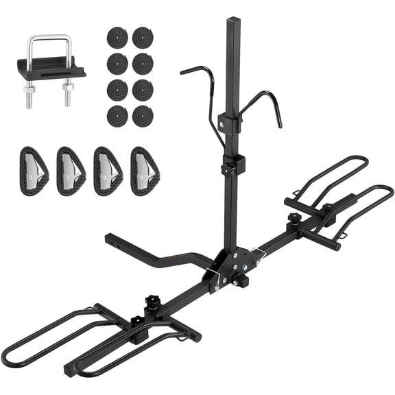 VEVOR Hitch Mount Bike Rack, 80 LBS Capacity Ebike Rack, 2-Bike Platform Style for 1.25-/2-inch Hitch Receiver, Titling and Folding Bike Carrier with Tires up to 2.4" Wide, for Car, SUV, Truck, RV