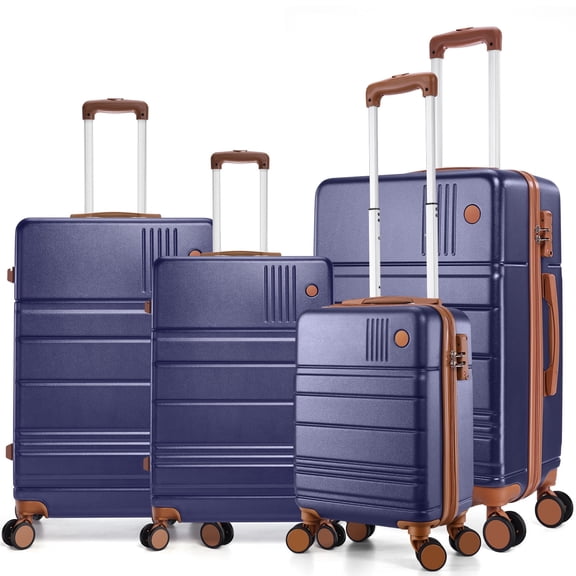 HOTEEL 4 Piece Hardside Luggage Set, TSA Lock, Lightweight Travel Cases with 360°Spinner Wheels,Blue