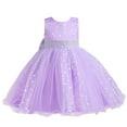 thumbnail image 4 of Girls Tulle Tutu-Dresses Sleeveless Semi-Formal Cocktail Gowns Toddlers Kids Cute Polka Dot Printed High Waisted Bowknot Evening Dress 3-10Y, 4 of 8