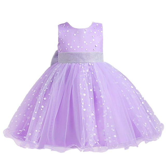 hoksml Robes d'Été, Robes pour Filles, Robe pour Enfants Filles Sans Manches Robe de Princesse Nœud Papillon Dentelle Fleurs Robe en Maille Robe Tuftée Liquidation