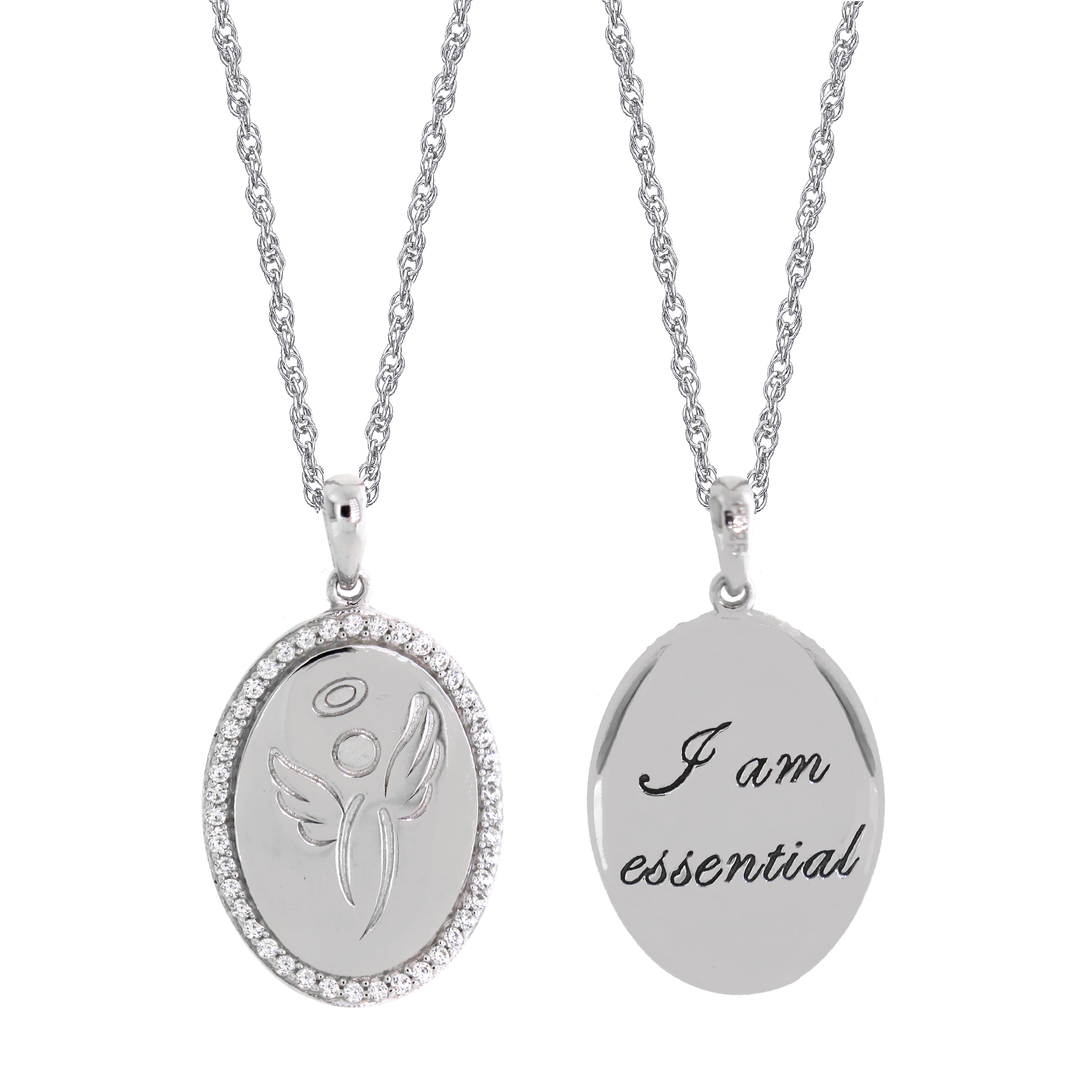 Jay Heart Designs 925 Sterling Silver Simulated White Diamond Pendant with 18" Chain