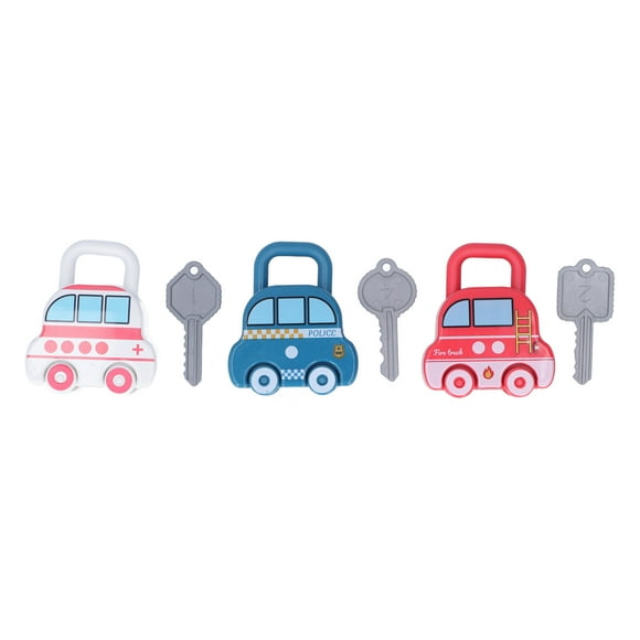 Locks Keys Matching Toy, Rounded Edges Car Shaped Independent Thinking Different Color Kids Learning Locks Toy Numbers  For Home Play