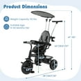 thumbnail image 3 of Costway Toddler Tricycle, 7 in 1 Push Trike with Adjustable Canopy Parent Push Handle Seat Gray, 3 of 9
