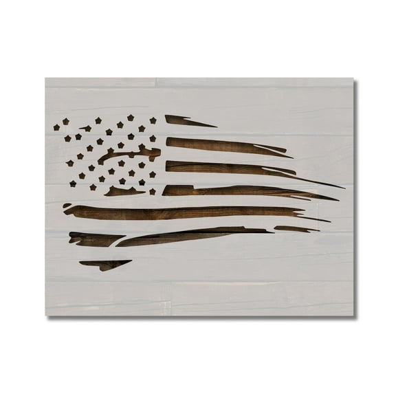 Distressed US United States American Flag Stencil Template Reusable 8.5 x 11 for Painting on Walls, Wood, Etc. By Stencilville