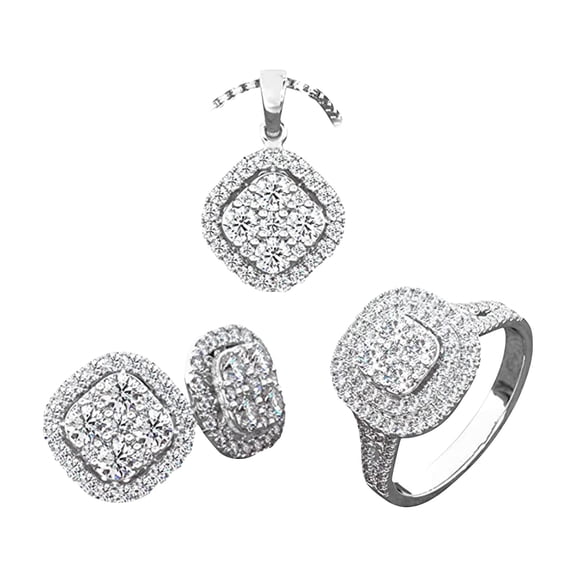 Necklace For Women Bridal Jewelry Sets Women'S Wedding Jewelry Sets Women'S Necklaces, Studs And Rings Sets Jewelry Sets With 5A - Zirconia Allergen Jewelry Necklaces Jewelry Christmas Birthday Mothe