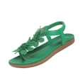 thumbnail image 3 of Domuza Women's Floral Thong Sandals, Elastic Ankle Strap Comfortable Non-Slip Flat Shoes for Summer Casual Wear Green 6.5（EU-37）, 3 of 6