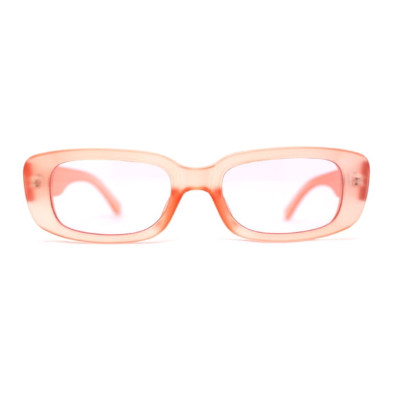 Womens Pop Color Rounded Mod Narrow Rectangle Plastic Sunglasses Peach