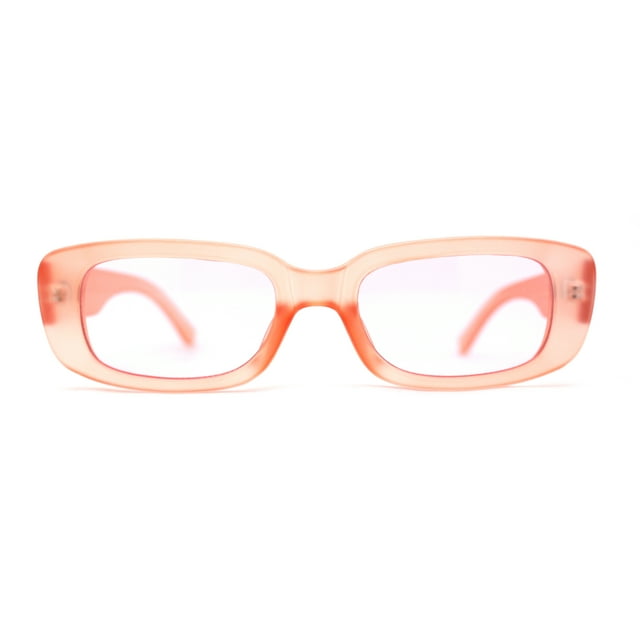 Lunettes de Soleil en Plastique pour Femmes, Couleur Pop, Rondes, Mod, Étroites, Rectangle, Pêche