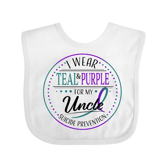 Inktastic Suicide Prevention- I Wear Teal and Purple for My Uncle Boys or Girls Baby Bib