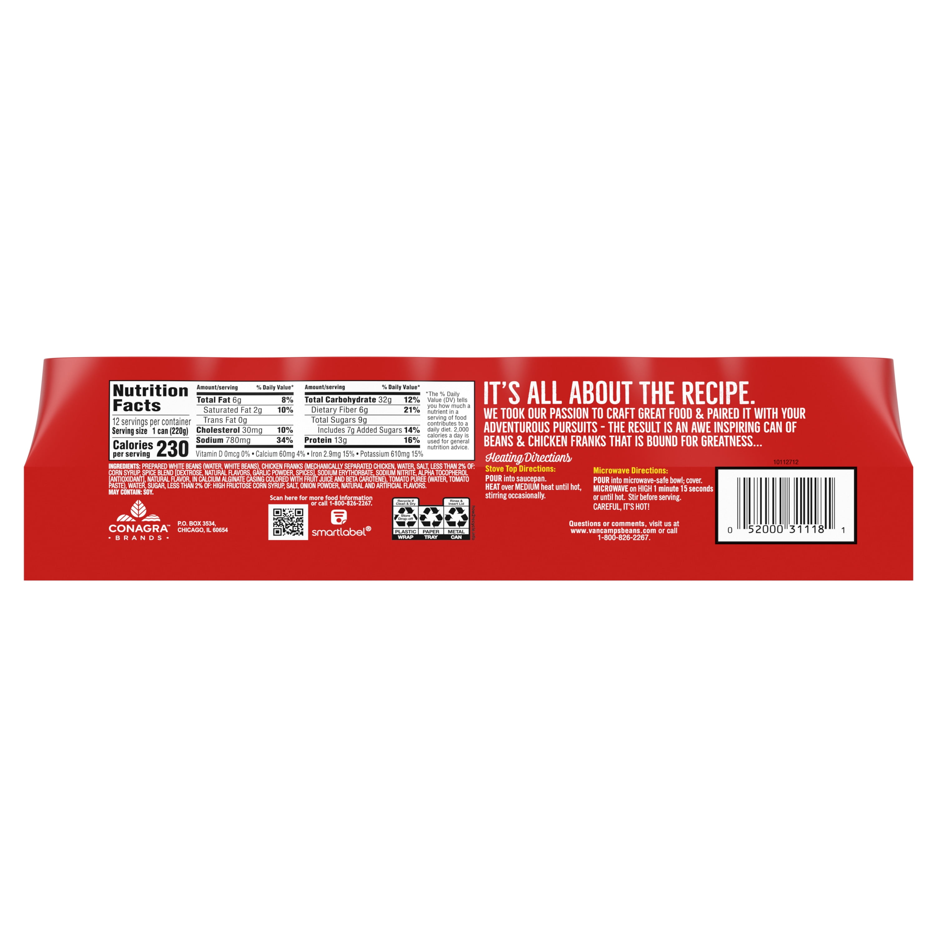 Van Camp's Original Beanee Weenee, Canned Food, 7.75 OZ (Pack of 12)