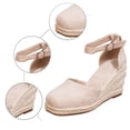 thumbnail image 5 of IWRICH Women's Squared Closed Toe Wedges Espadrilles Sandals Platform Ankle Strap Beach Sandals Beige 8, 5 of 9
