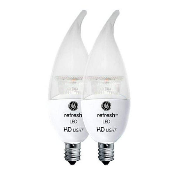 GE Lighting Refresh HD LED Chandelier Bulbs, Bent Tip, 60W Replacement, Daylight, Clear Finish, Dimmable Candelabra LED - Walmart.com
