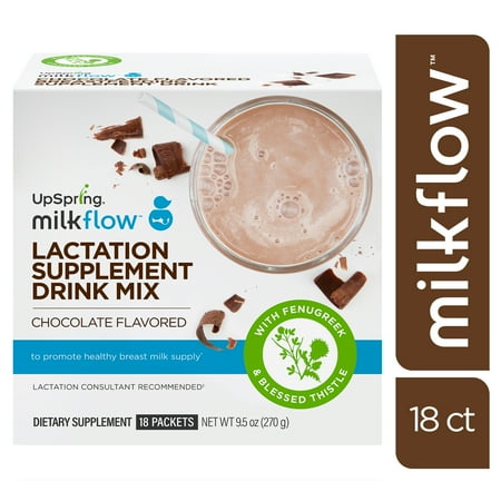 Milkflow Fenugreek & Blessed Thistle Breastfeeding Supplement, Chocolate, 18 Packets