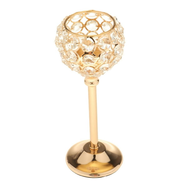 Candelabro de cristal para velas de té, centro de mesa para compromiso Dorado 215cm