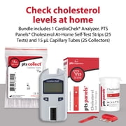 CardioChek Cholesterol Home Test System Bundle, Includes Testing Analyzer, PTS Panels Cholesterol At-Home Self-Test Strips (25 Tests), Capillary Tubes (25 Count), Fast 45-Second Testing