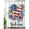 thumbnail image 2 of Independence Day Shower Curtain, Heart American Flag Daisy Flower Washable Shower Curtain with Hooks Bath Decor Fabric Shower Curtains for Bathroom, Hotel, Stalls, Bathtubs, 54x78 Inch, 2 of 6