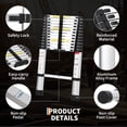 thumbnail image 2 of 12.5ft/15.5ft/20.5ft Aluminum Telescoping Ladder, Extension Ladder with Safety Lock,  Collapsible Ladder for Home Work RV Outdoor Silver, 2 of 7