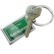 NEONBLOND Keychain Green Road Sign Welcome To Sarajevo
