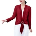 thumbnail image 6 of YUTK Women Long Sleeve Lightweight Sheer Cardigans S Casual Loose Open Front Beach Cover Ups Wine 3Xl, 6 of 9