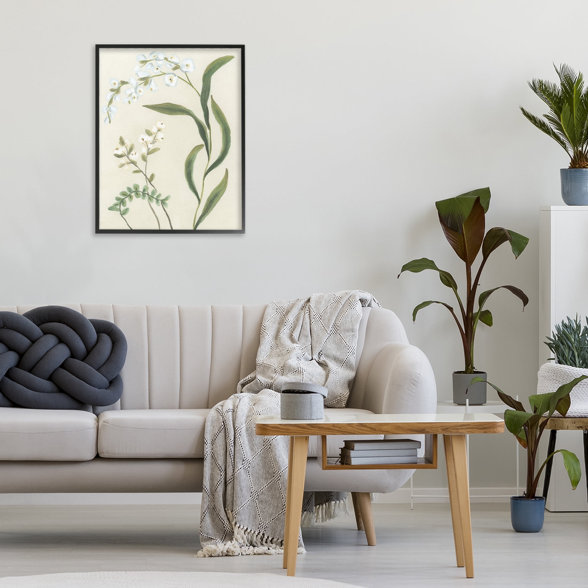 Stupell Industries Neutral Snowdrop Stems Black Framed Giclee Art, design by June Erica Vess