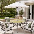thumbnail image 4 of Round Outdoor Tablecloth with Umbrella Hole and Zipper, Yellow Nordic Style Stripes Fitted Table Cover with Elastic Edge for 36-44 Inch, Yellow Gray Texture Waterproof Patio Tablecoths for Picnic, 4 of 9