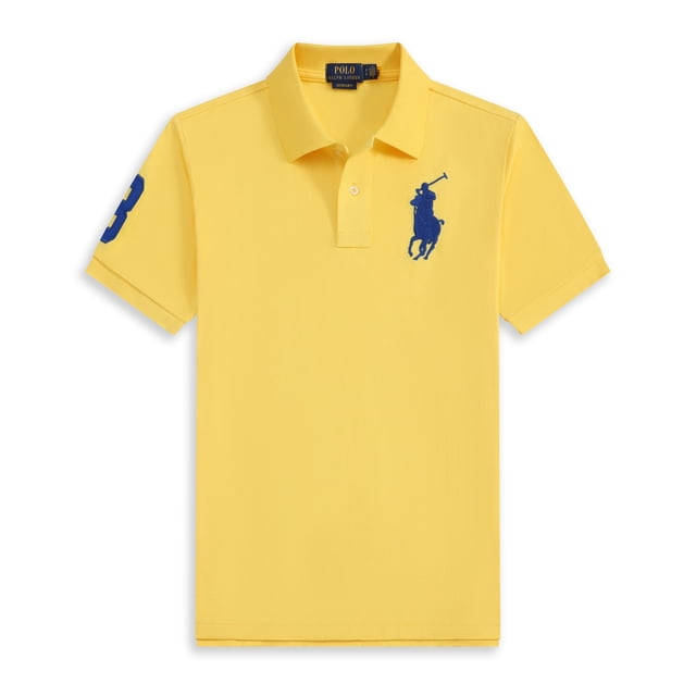 Short Sleeve Polo Shirt Men's Loose Plus Size Lapel Solid Color Cotton Embroidered Shirt