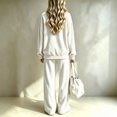 thumbnail image 4 of Szluipve Women’s Velvet 2 Piece Loungewear Set Crew Neck Long Sleeve Loose Top & High Waist Wide Leg Pants Soft Velour Casual Tracksuit Outfit White 3XL, 4 of 4