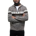 thumbnail image 5 of CULTURA AZURE Mens Zip Up Plaid Lined Knit Cardigan Hooded Sweater, Full Zip Classic Fit Sweater with Stripes & Lining, Dusty Chocolate/Oatmeal, S, 5 of 8
