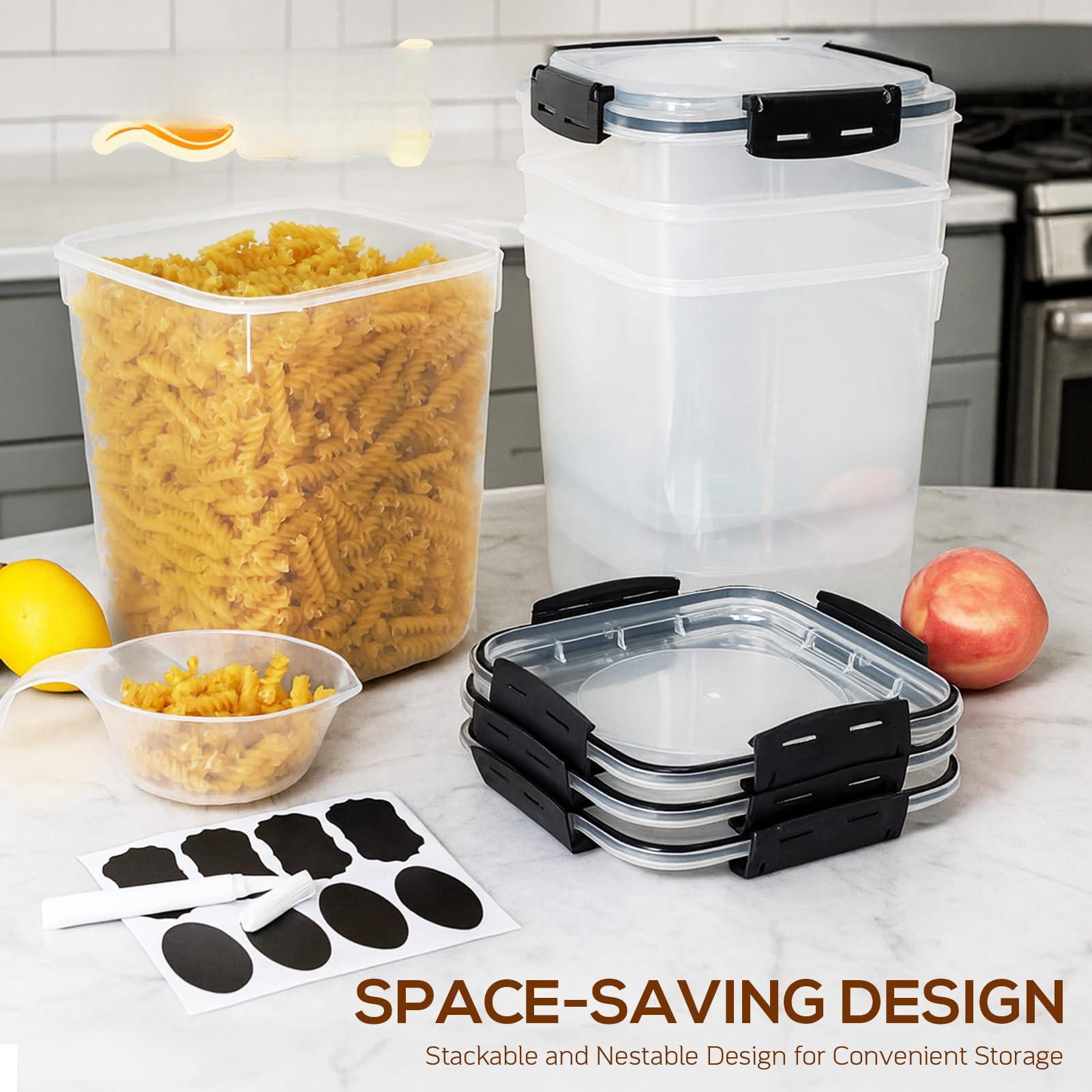 Plastic Food Storage Containers 4-pack 5.3L Airtight Pantry Organization for Dry Goods