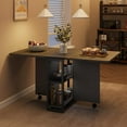 thumbnail image 2 of Alkmaar Folding Dining Table with Drop Leaf and 2 Storage Racks-Ideal for Small Spaces，Versatile Collapsible Extension Dinner Kitchen Office Desk Table, Foldable Extendable Space Saving Furniture, 2 of 7