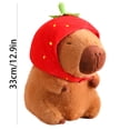 thumbnail image 3 of Cute Capybara Plush Kawaii Capybara Stuffed Aniamls Toys Wearing Strawberry Hat Fruit Plushies Hugging Gifts for Kids Brown 13 inch, 3 of 3