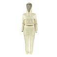 thumbnail image 3 of Innerwin Two Piece Outfit Hoodies Ladies Sweatsuits Running Drawstring Loungewear Jogger Set Light Yellow S, 3 of 6