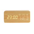 thumbnail image 1 of Reloj despertador digital de madera con carga inalámbrica, volumen de alarma, modo día laborable/fin de semana, alarma dual, repetición, 12/24 h, reloj LED de madera para dormitorio, 1 of 5