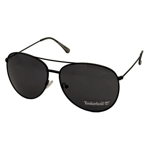 Timberland Men's Metal Aviator Solid Smoke Lens Sunglasses, Black
